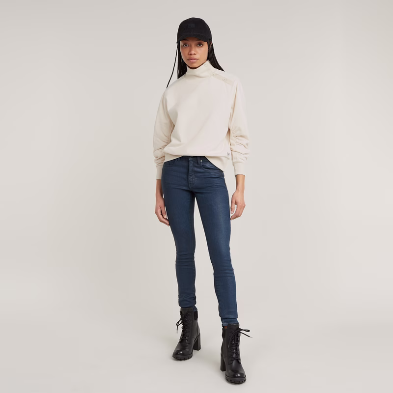 Asymmetric Button Mock Sweater