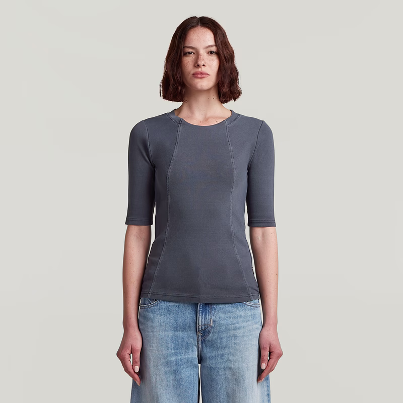Washed A-Line Slim Rib T-Shirt