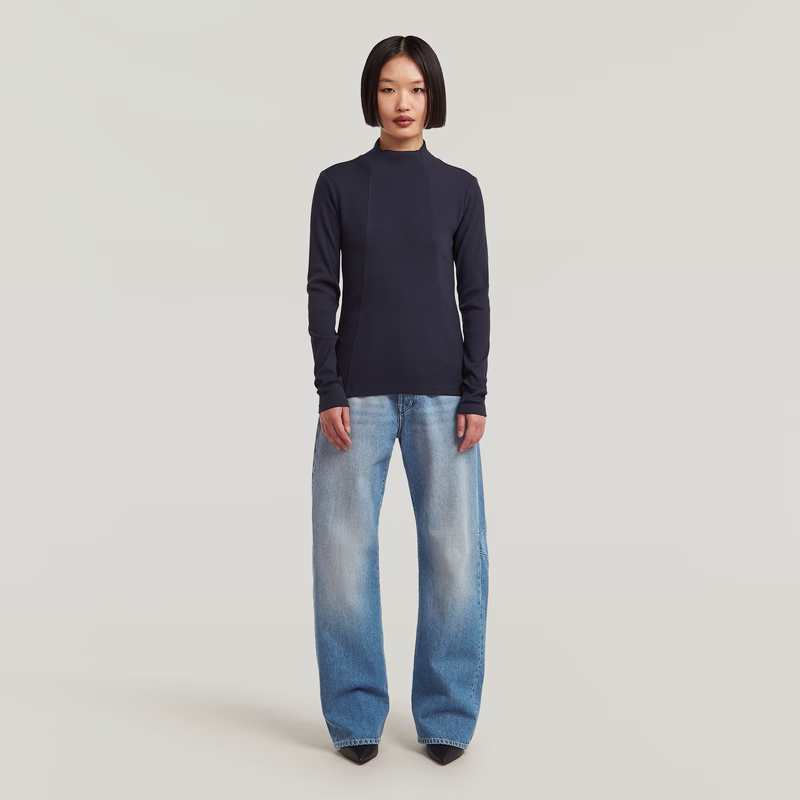 A-Line Slim Rib Mock T-Shirt