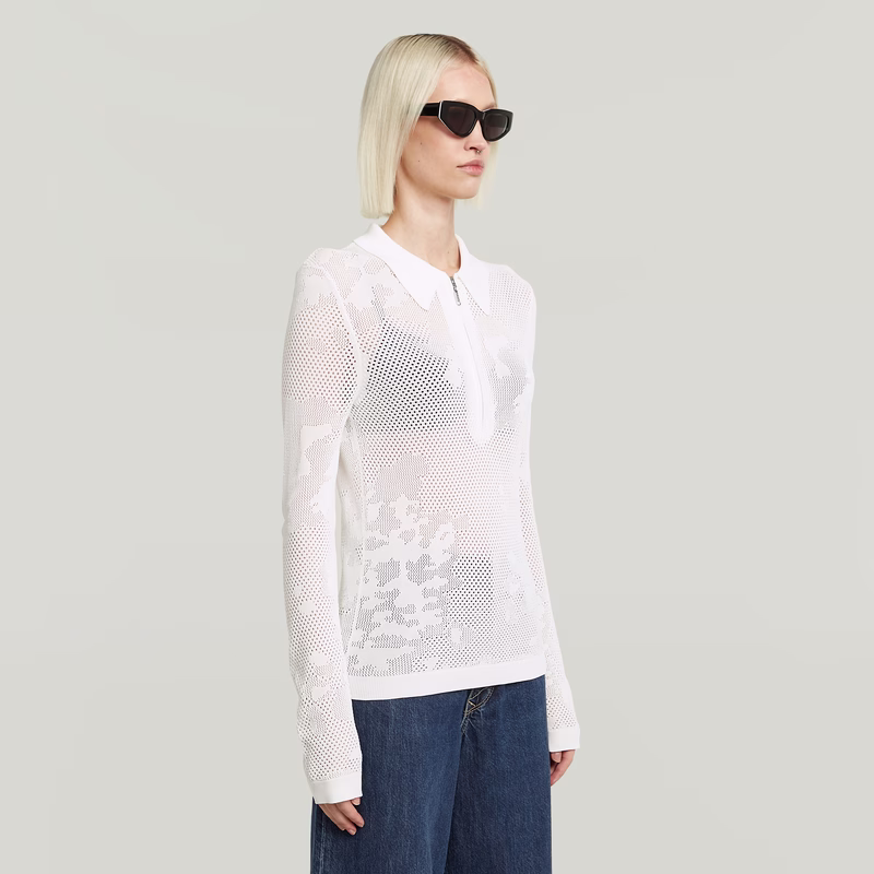 Pointelle Slim Polo Knit