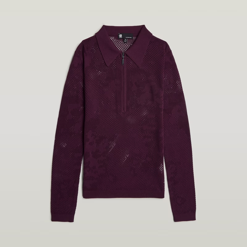 Pointelle Slim Polo Knit