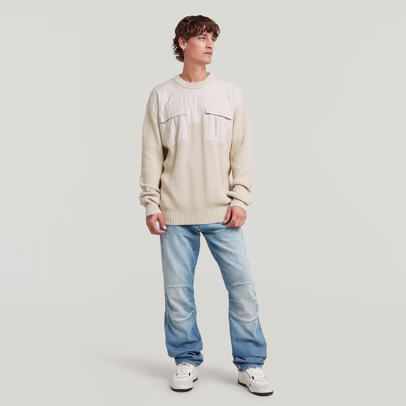 Woven Mix Knit Pullover