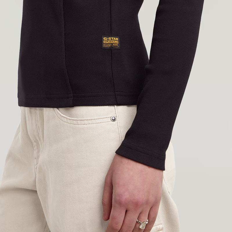 A-Line Slim Rib Mock T-Shirt