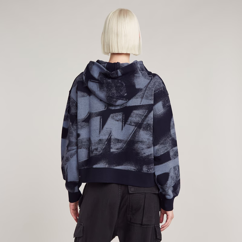Sprayed Letters Loose Hooded Sweater