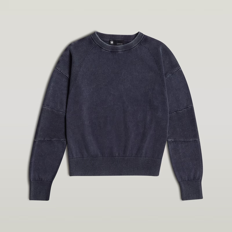 Washed Lightweight Biker Knitted Sweater
