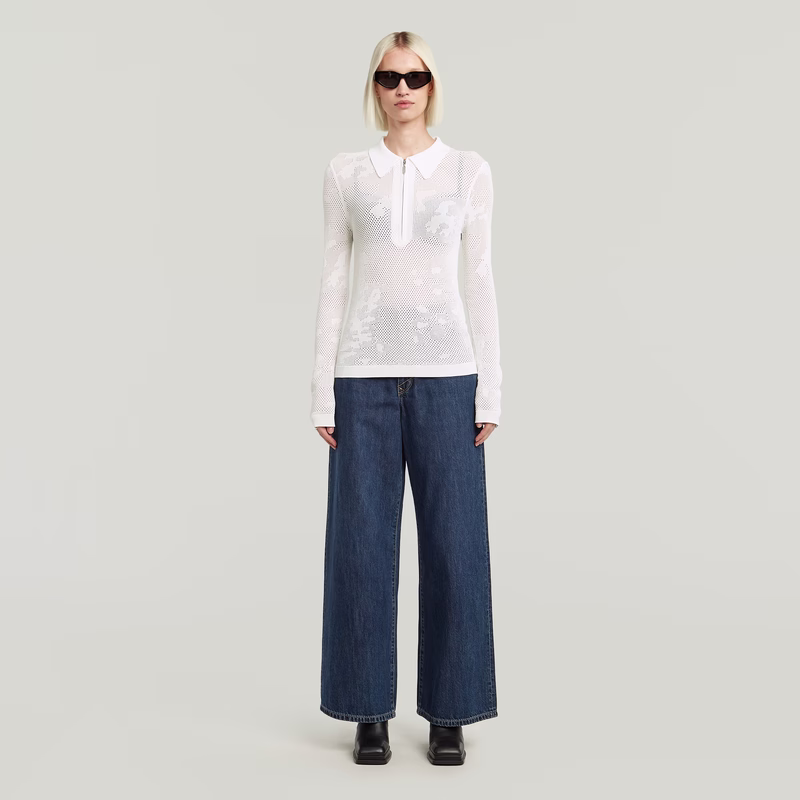 Pointelle Slim Polo Knit