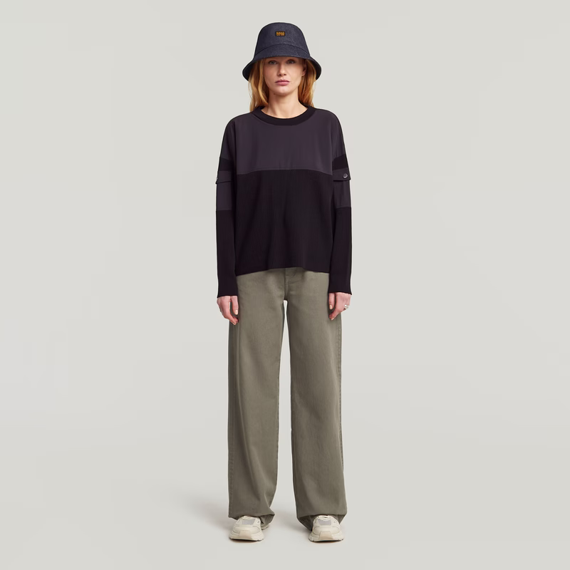 Woven Mix Ribbed Knit