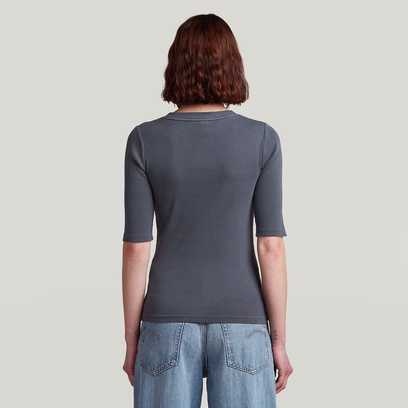 Washed A-Line Slim Rib T-Shirt