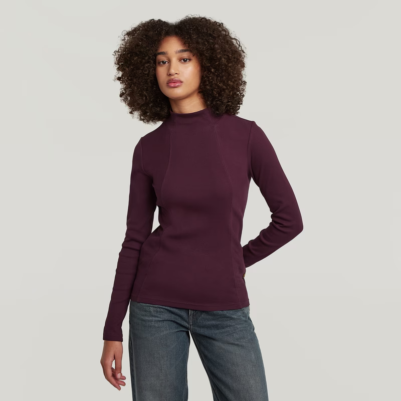 A-Line Slim Rib Mock T-Shirt