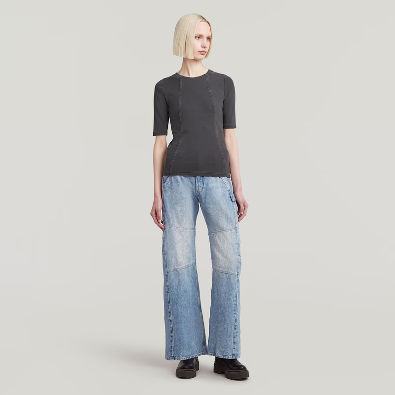 Washed A-Line Slim Rib T-Shirt