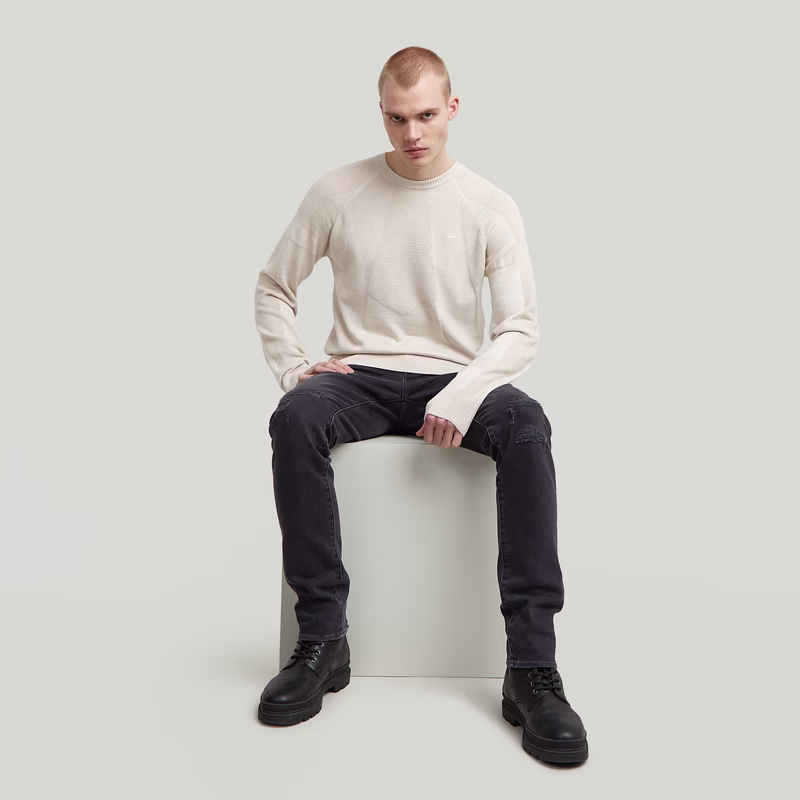 3D Biker Ribbed Knit Pullover