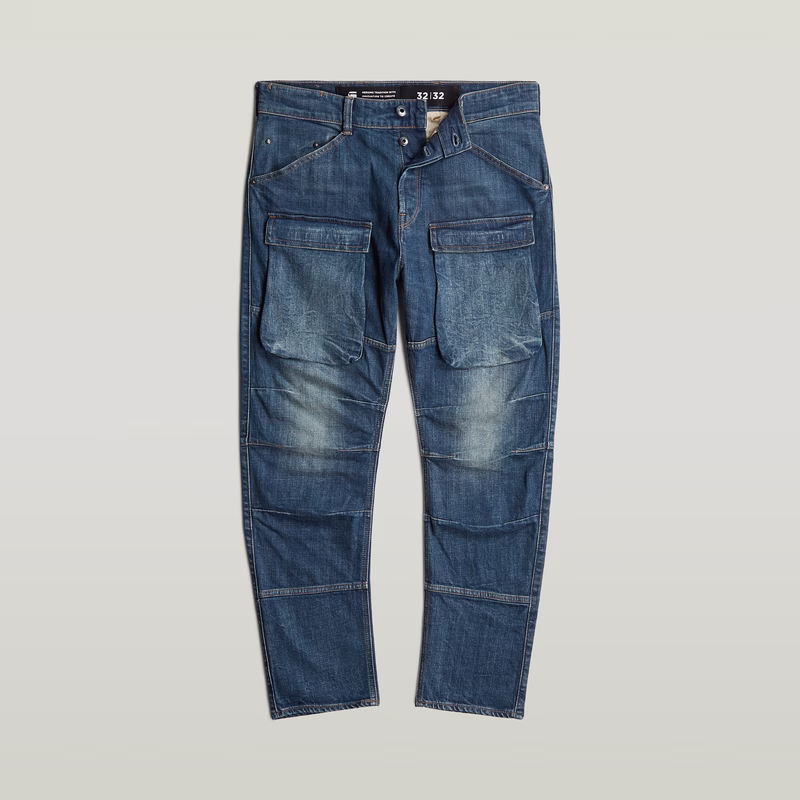3D Regular Tapered Denim Cargo Jeans