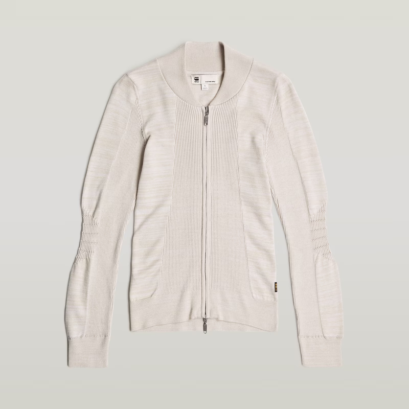 3D Biker Knit Slim Full Zip Knit