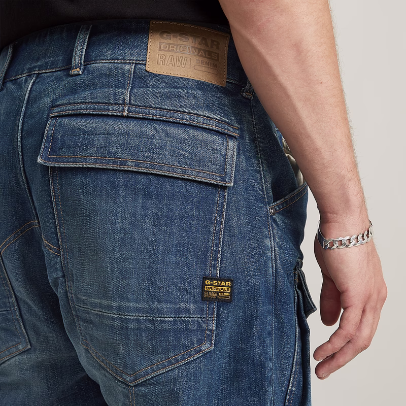 3D Regular Tapered Denim Cargo Jeans