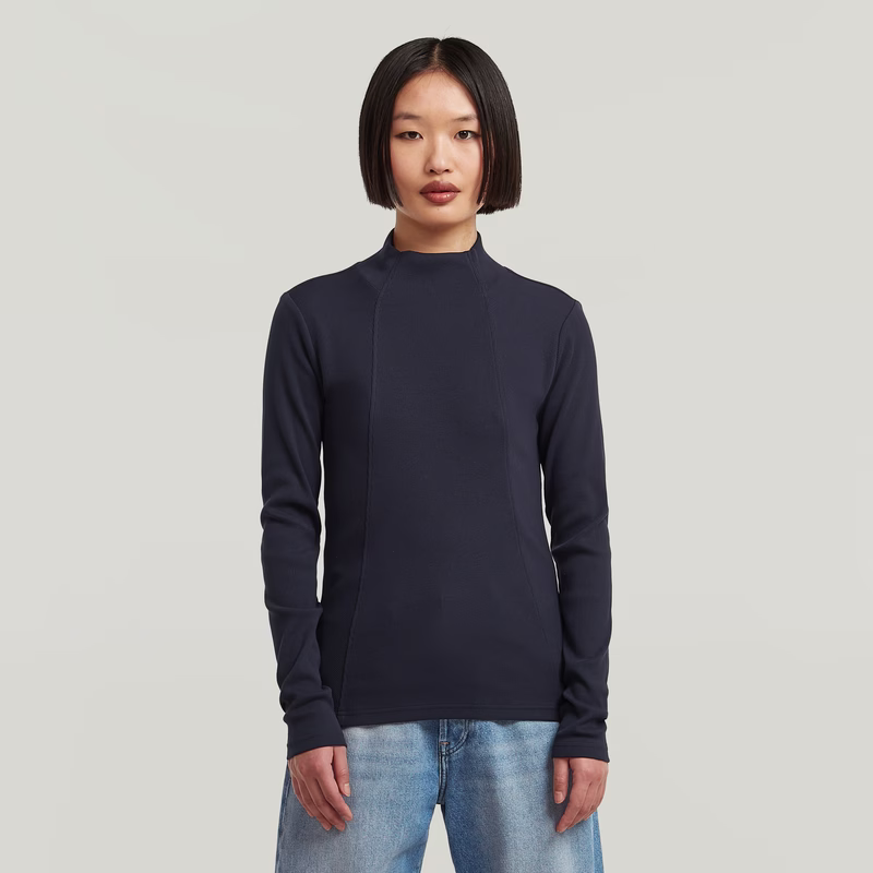 A-Line Slim Rib Mock T-Shirt