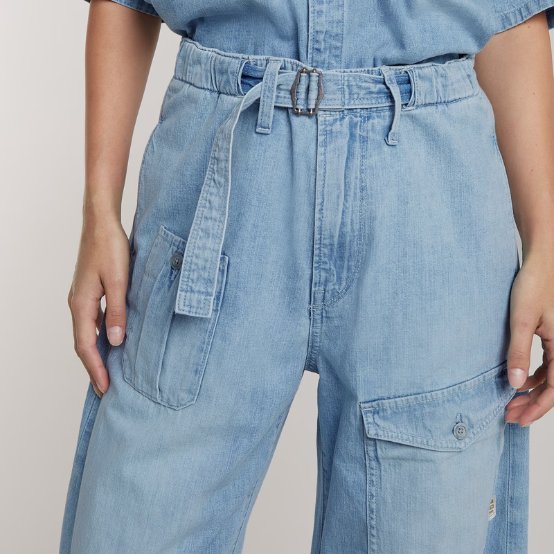 Belted Cargo Loose Jeans