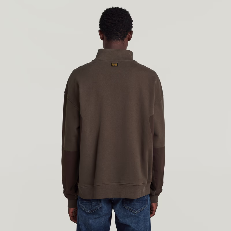 Fabric Mix Half Zip Sweater