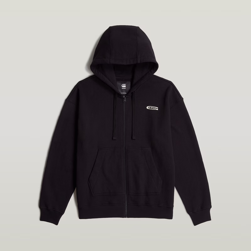 Multi Zip Thru Loose Hooded Sweater