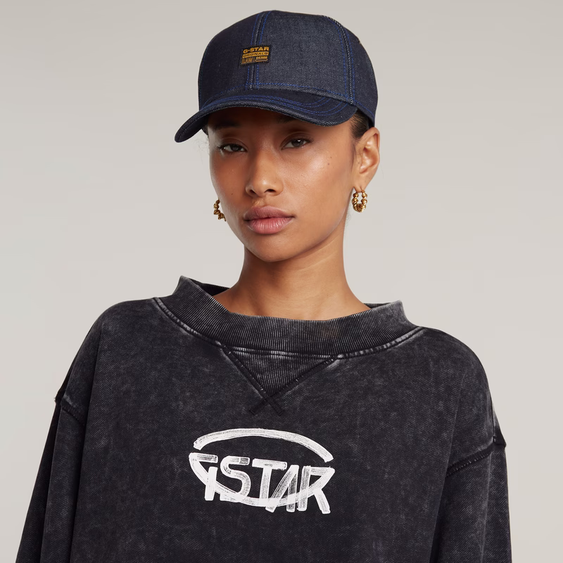 Overdyed Cropped Logo Loose Sweater