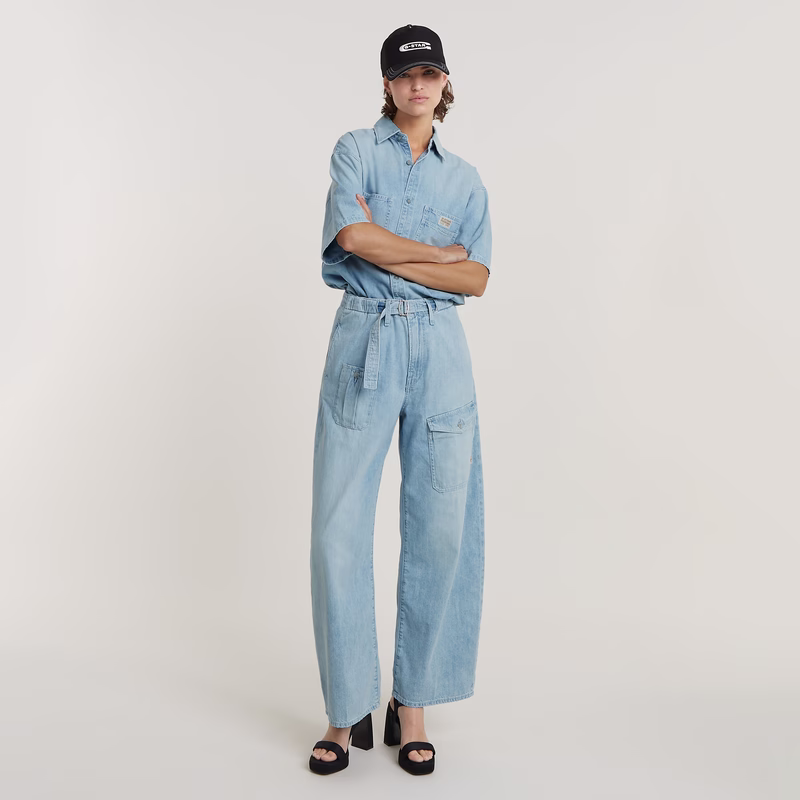Belted Cargo Loose Jeans