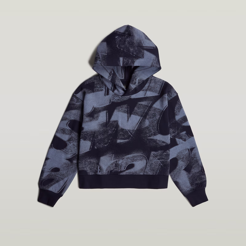 Sprayed Letters Loose Hooded Sweater