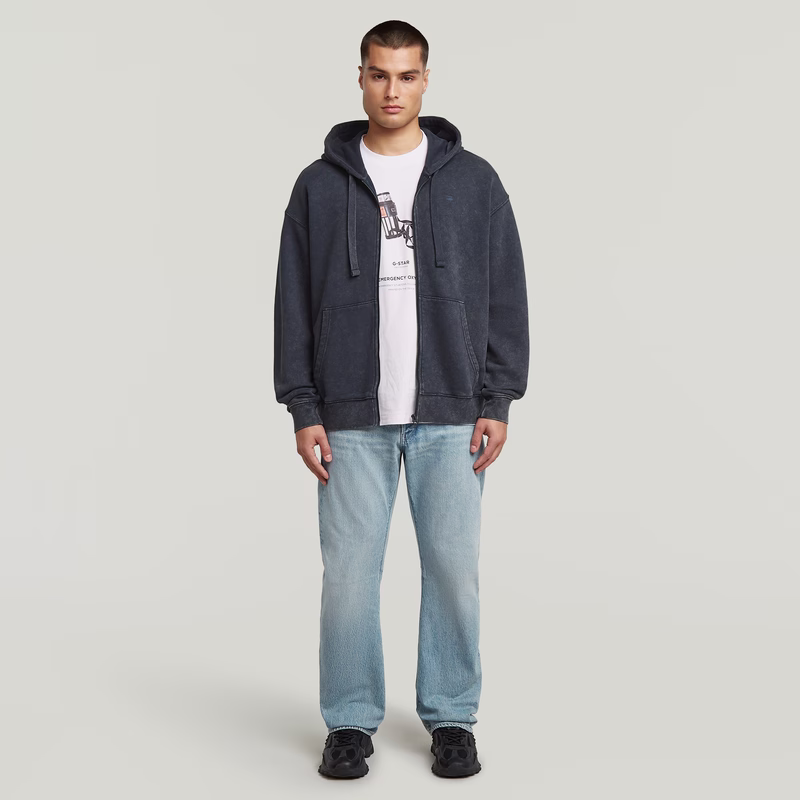 Washed Loose Full Zip Hoodie