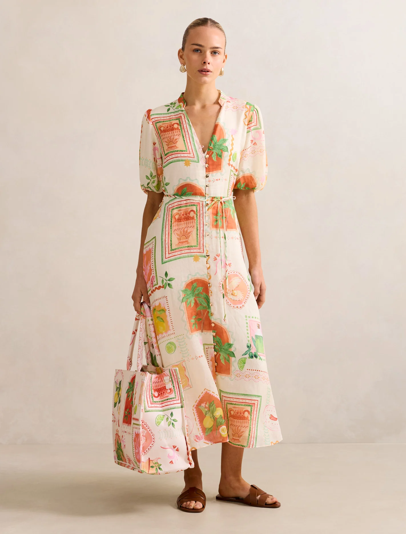 Puff Sleeve Midi Dress