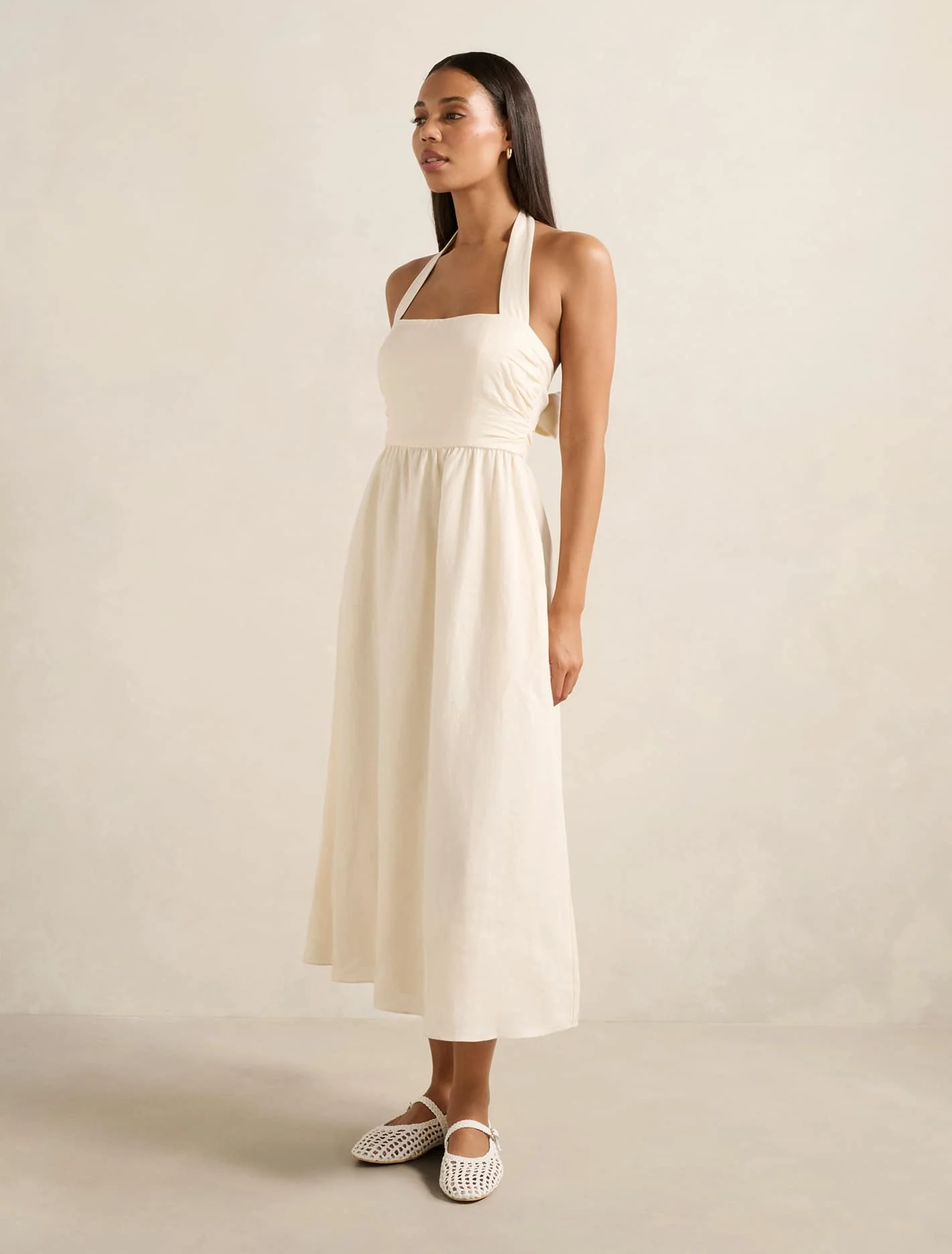Halter Linen Midi Dress