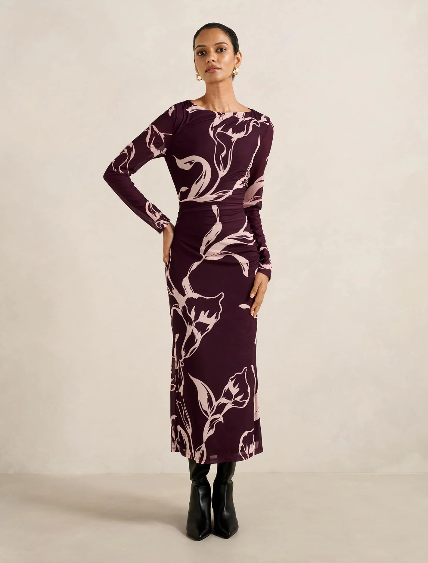 Petite Long Sleeve Midi Dress