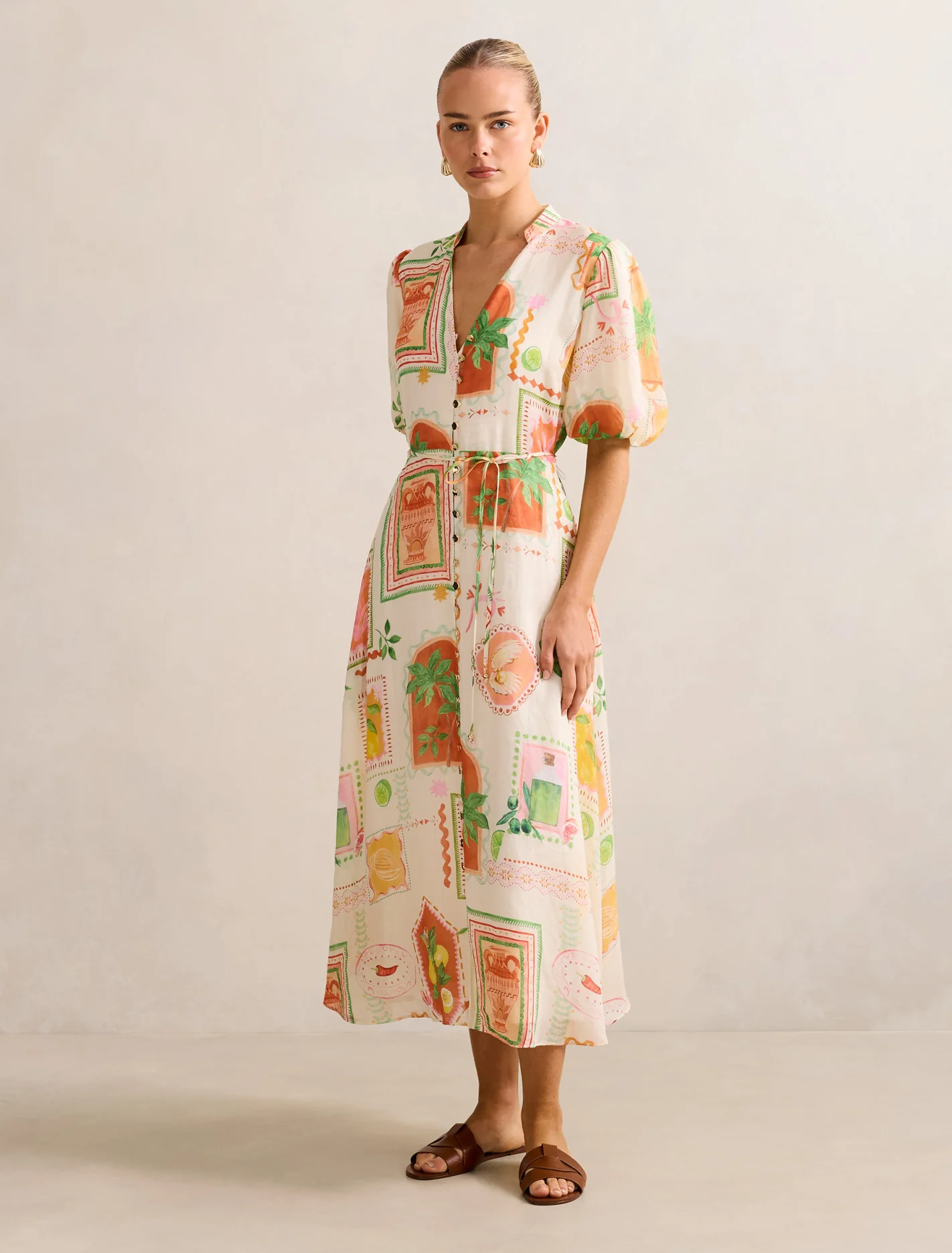 Puff Sleeve Midi Dress