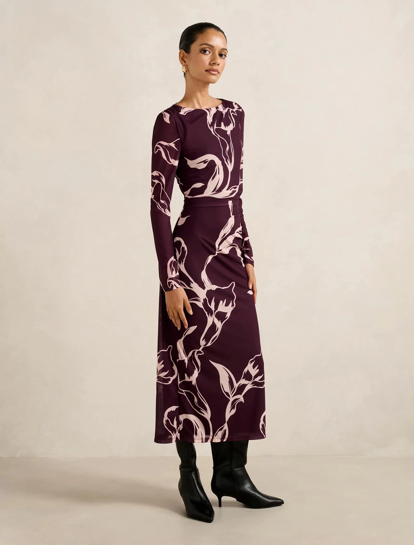 Petite Long Sleeve Midi Dress