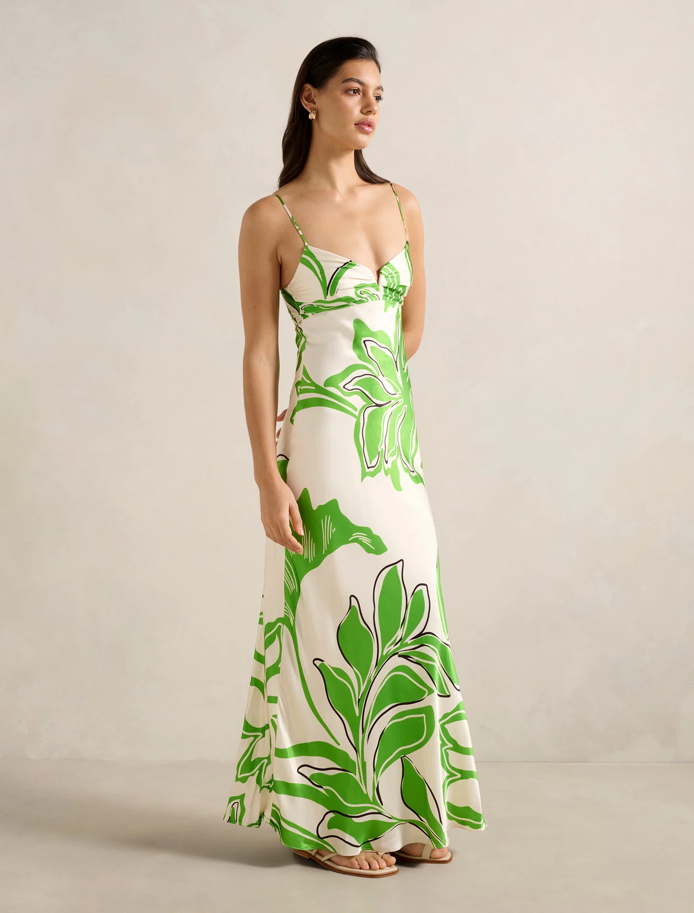Printed Satin Maxi Dress