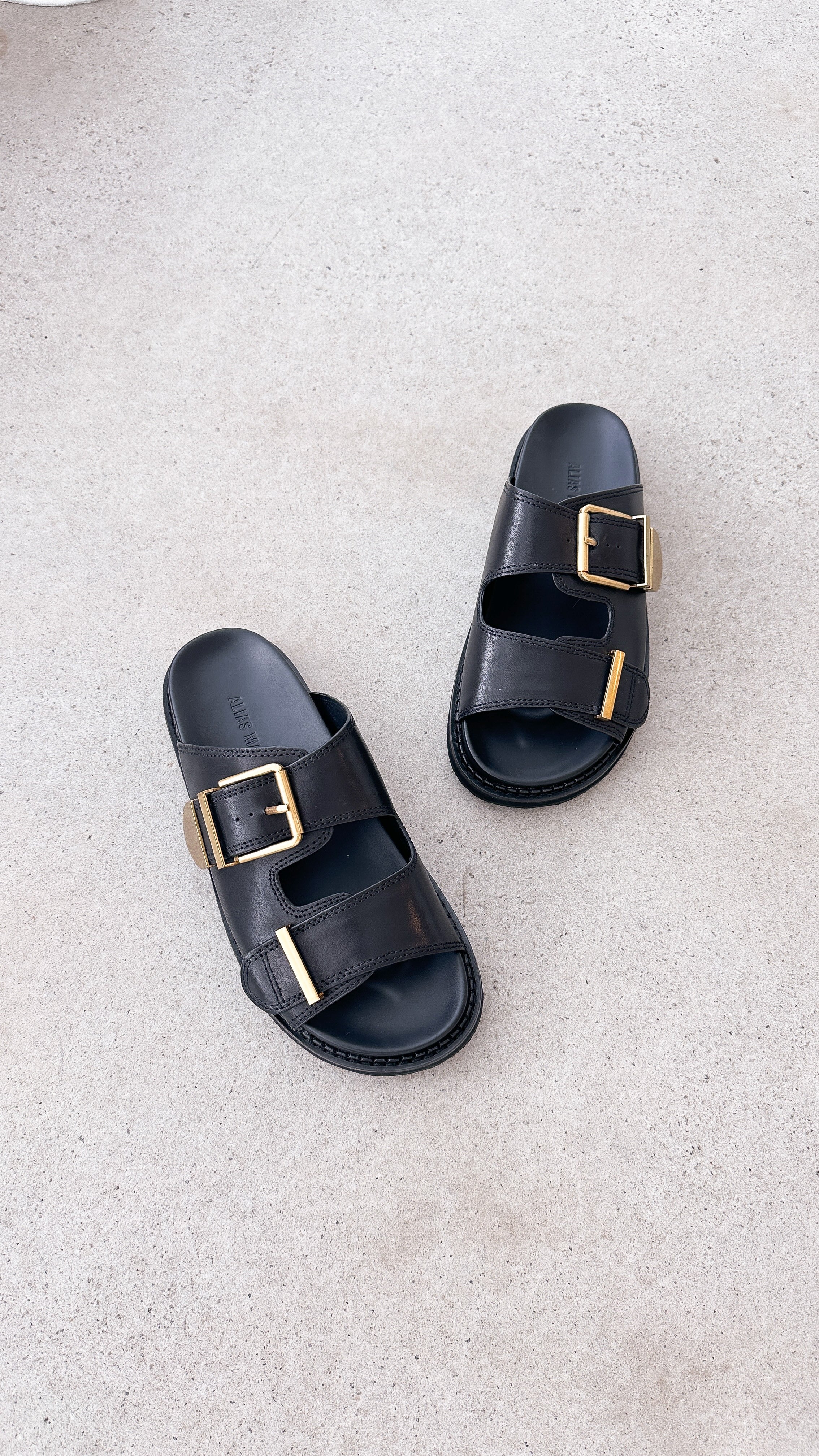 Panama Slide - Black Leather