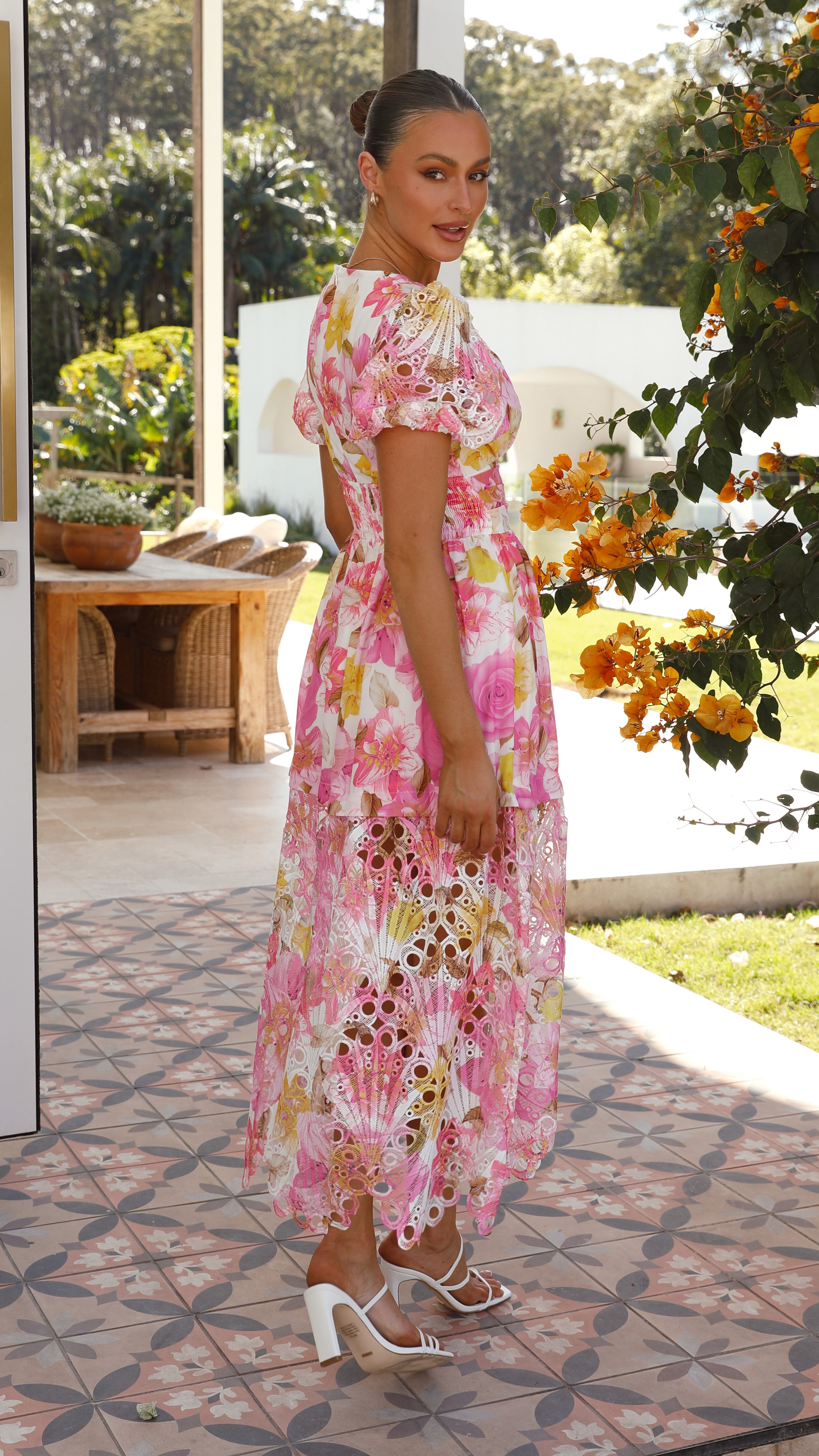 Solana Midi Dress - Pink Floral