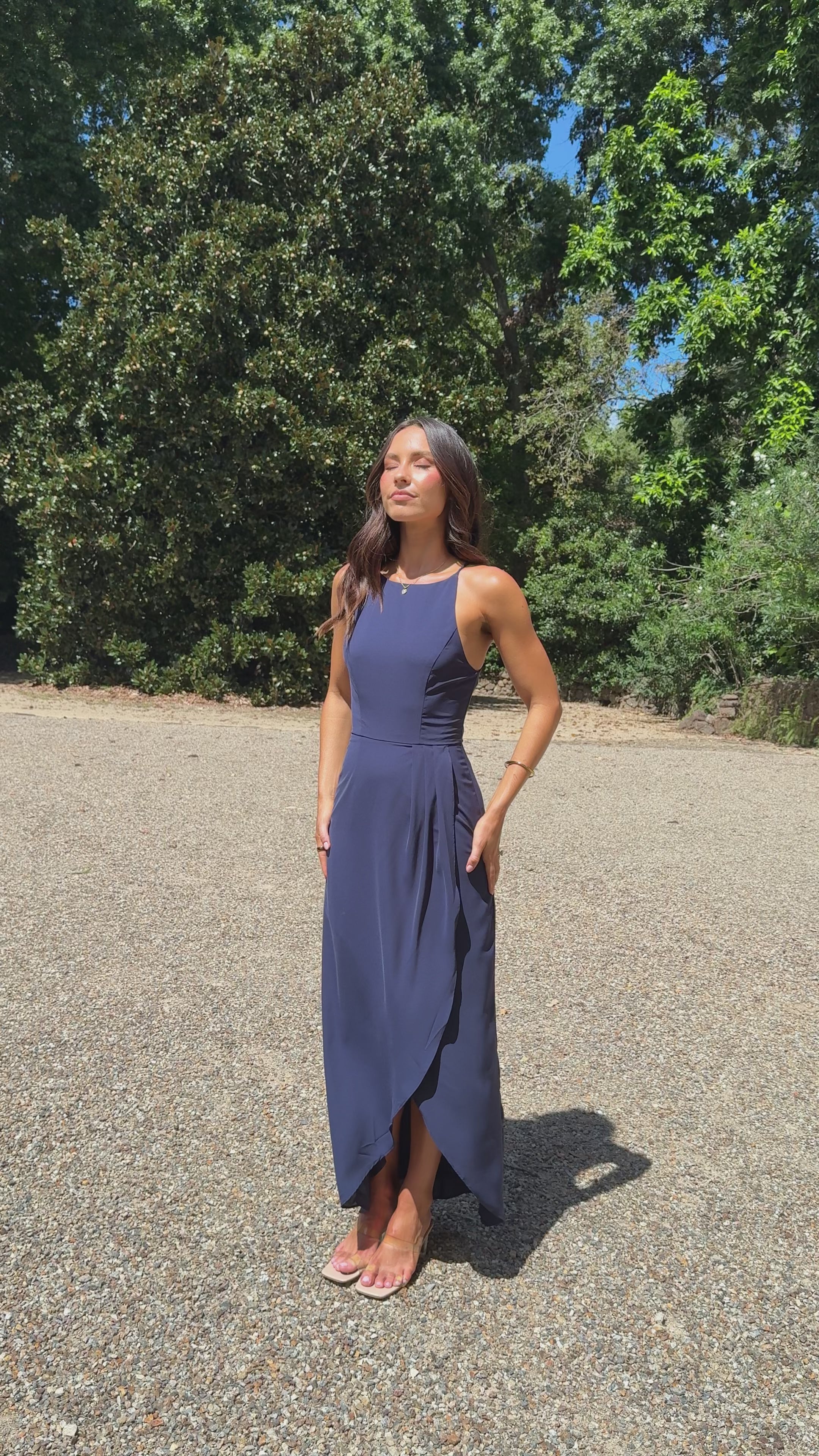 Genevieve Boat Neck Maxi Dress - Navy