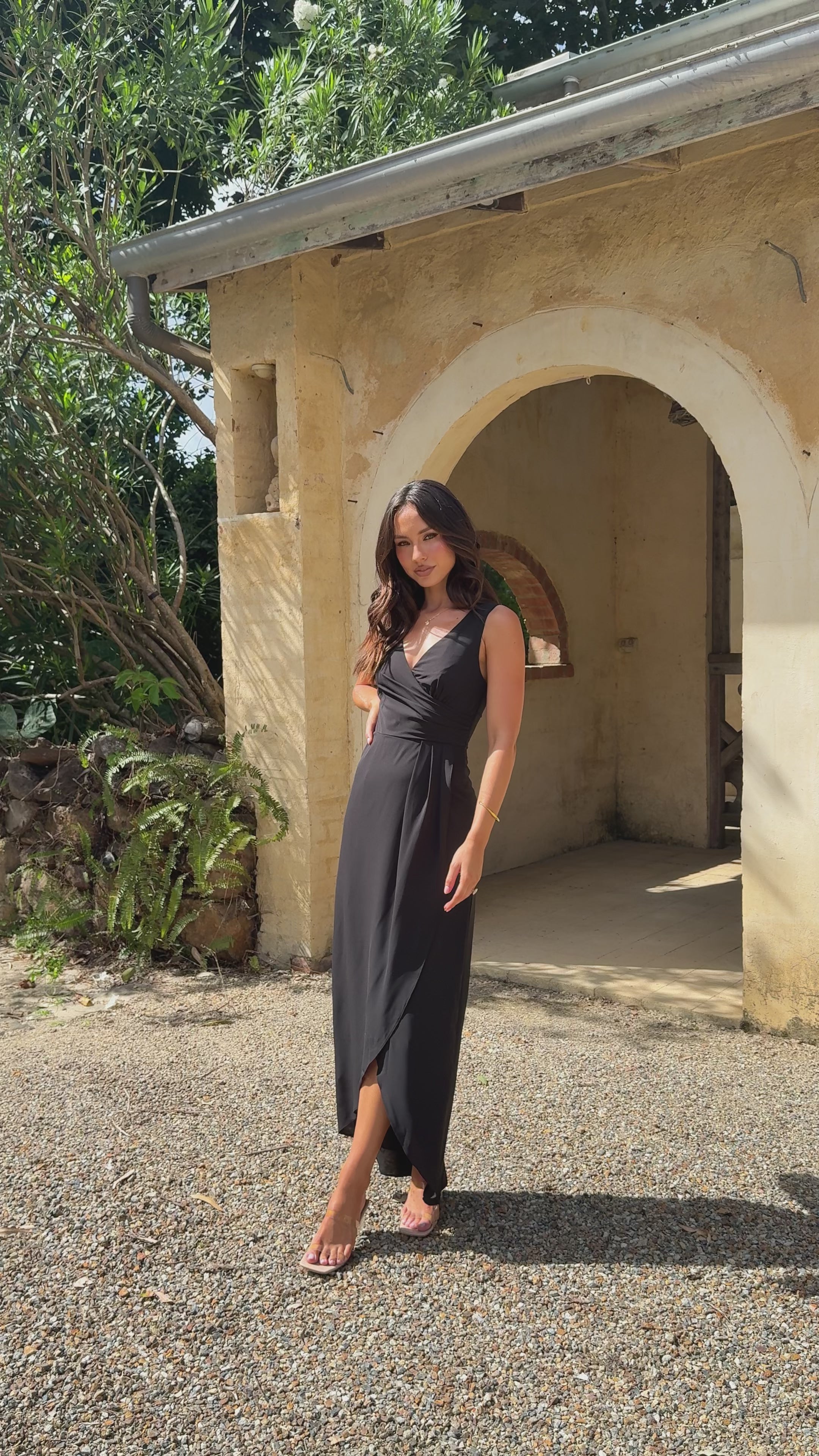 Pamela V Neck Maxi Dress - Black