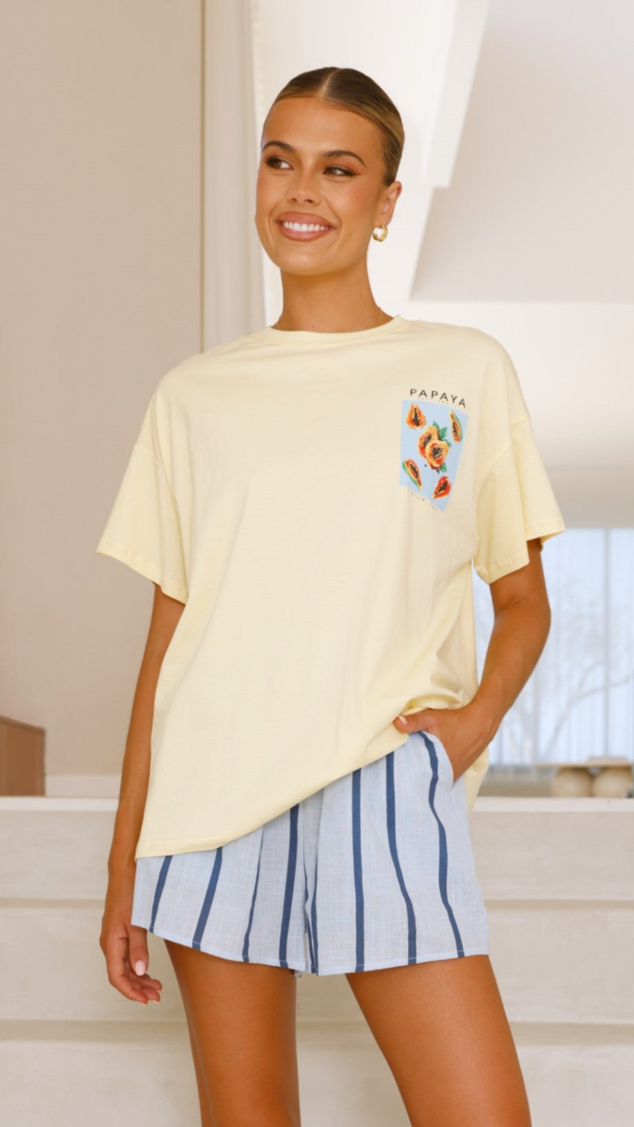 Papaya Top and Shorts Set - Yellow/Blue