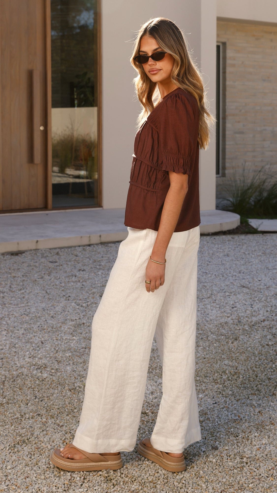 Kai Short Sleeve Top - Brown