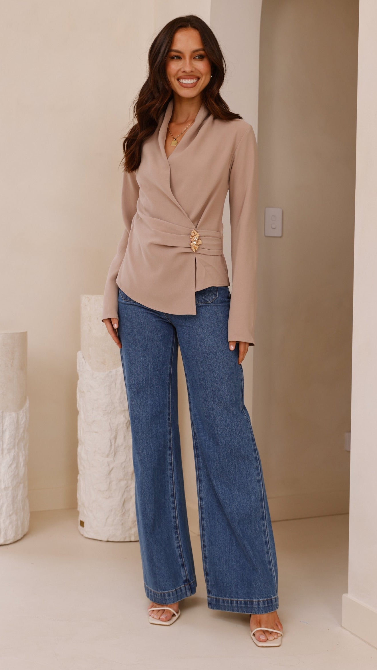 Lani Open Front Top - Latte