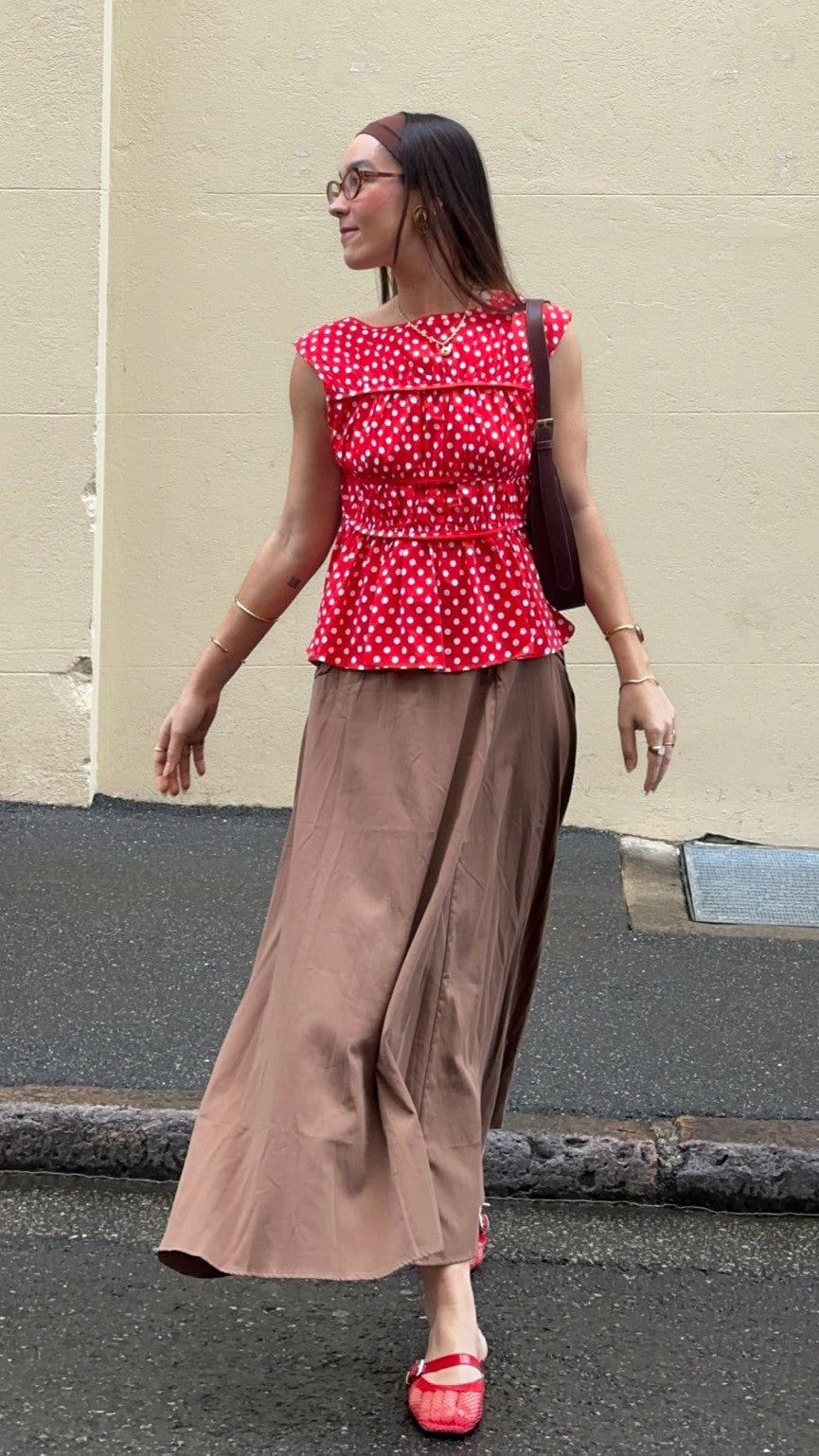 Harmonia Top - Red / White Polka Dot