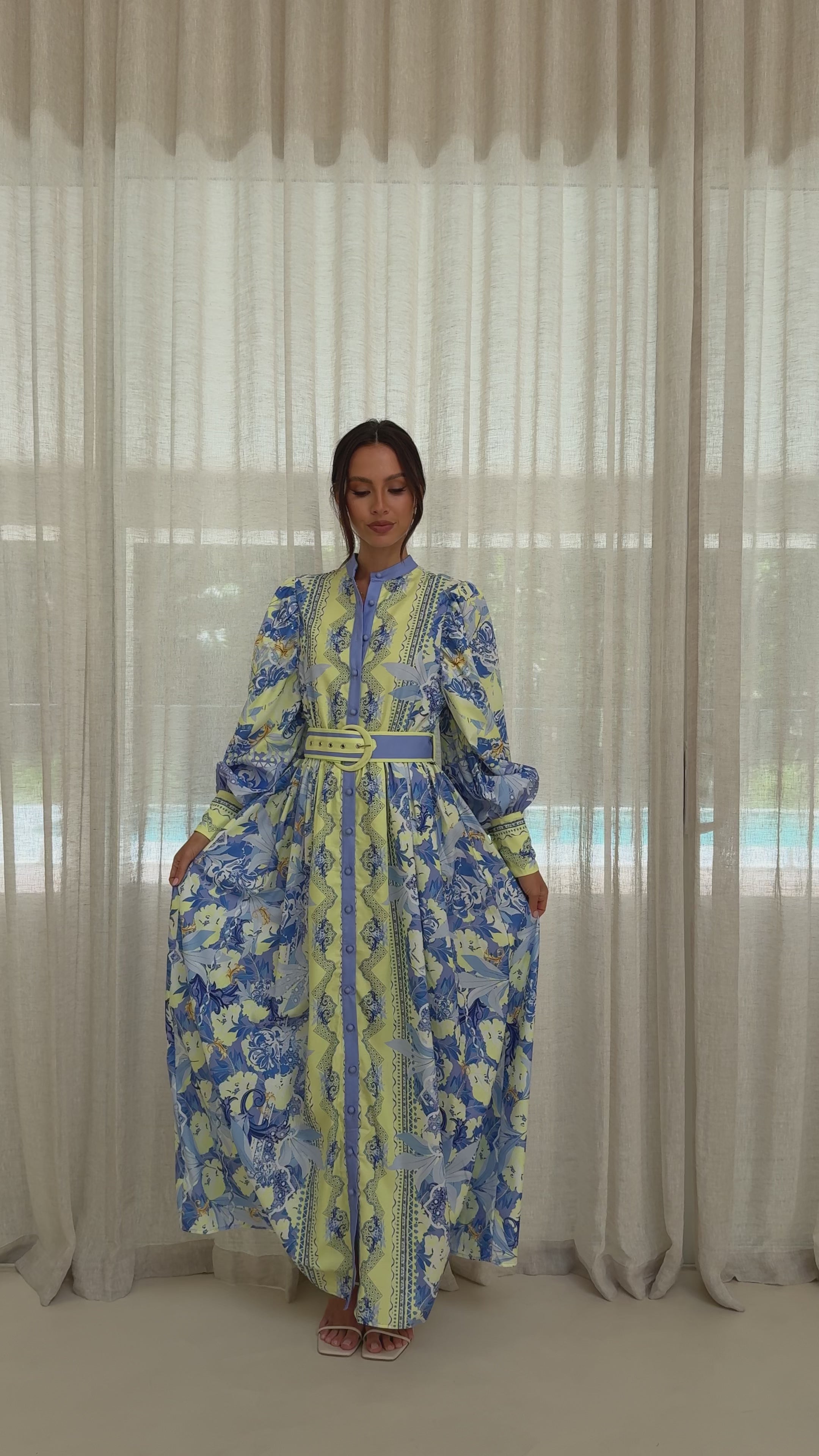 Kalliope Maxi Dress - Blue/Yellow