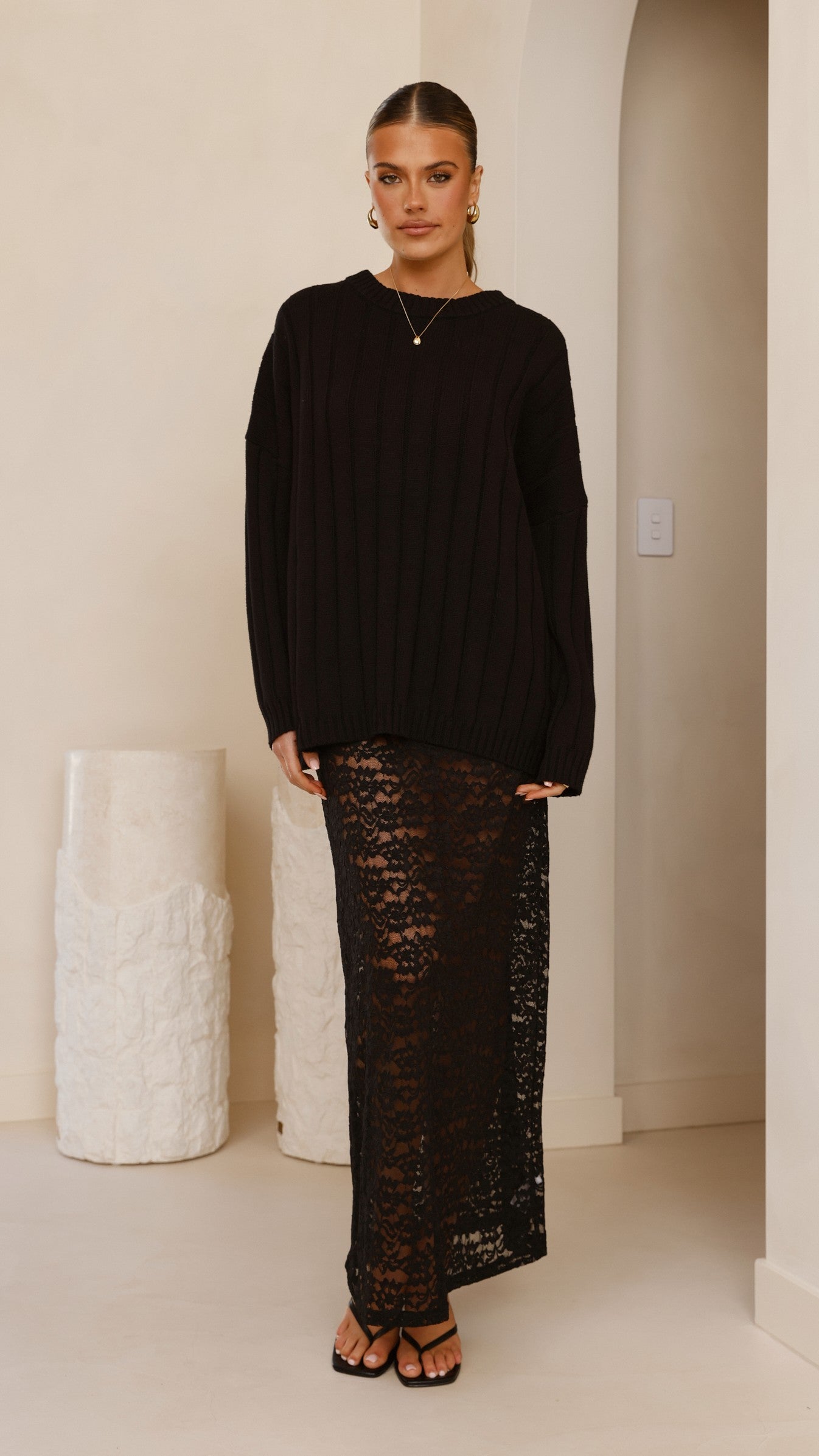 Harlene Lace Maxi Skirt - Black