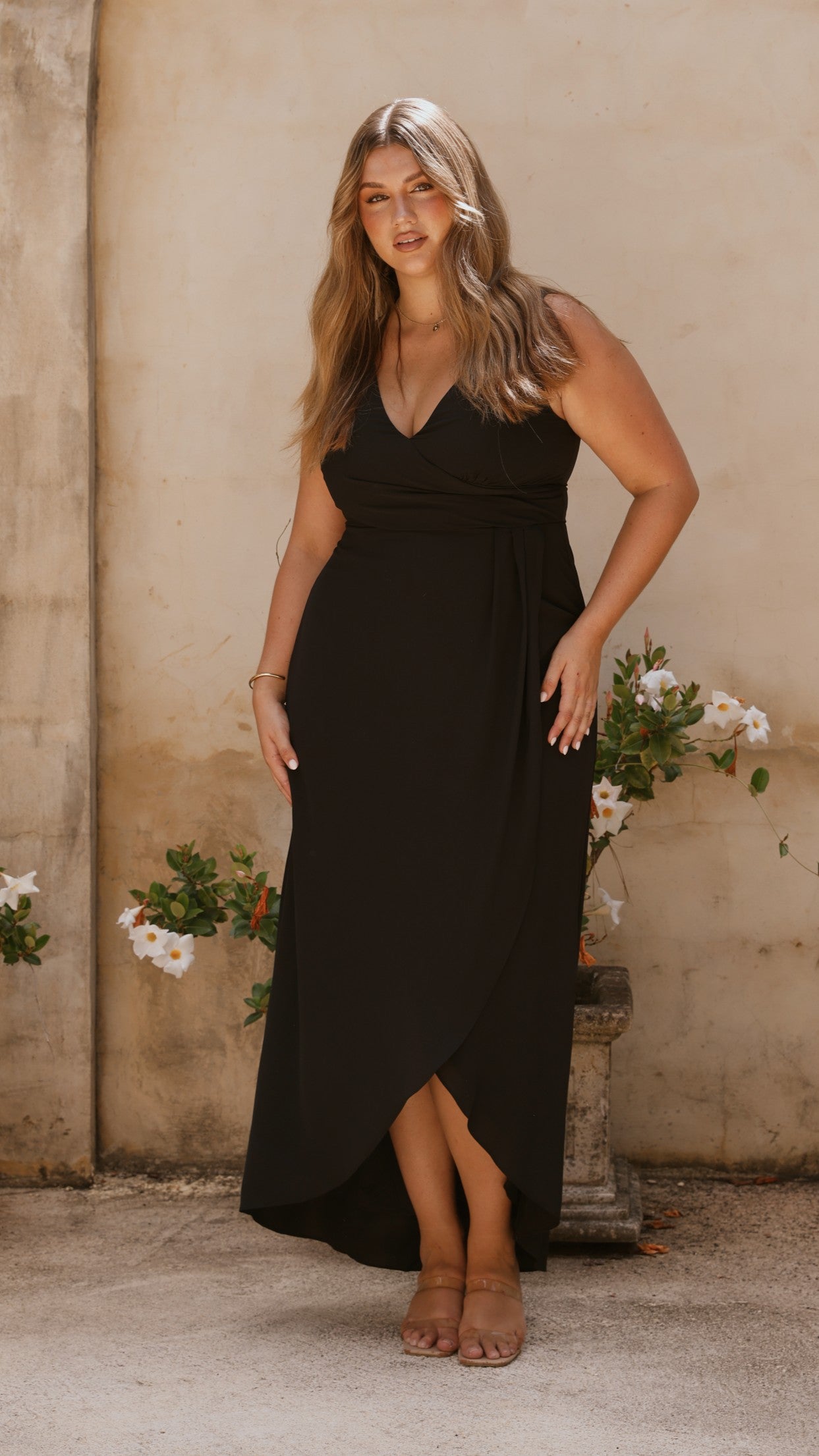 Pamela V Neck Maxi Dress - Black