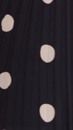 Cambree Peplum Top and Maxi Skirt Set - Black / Beige Polka Dot