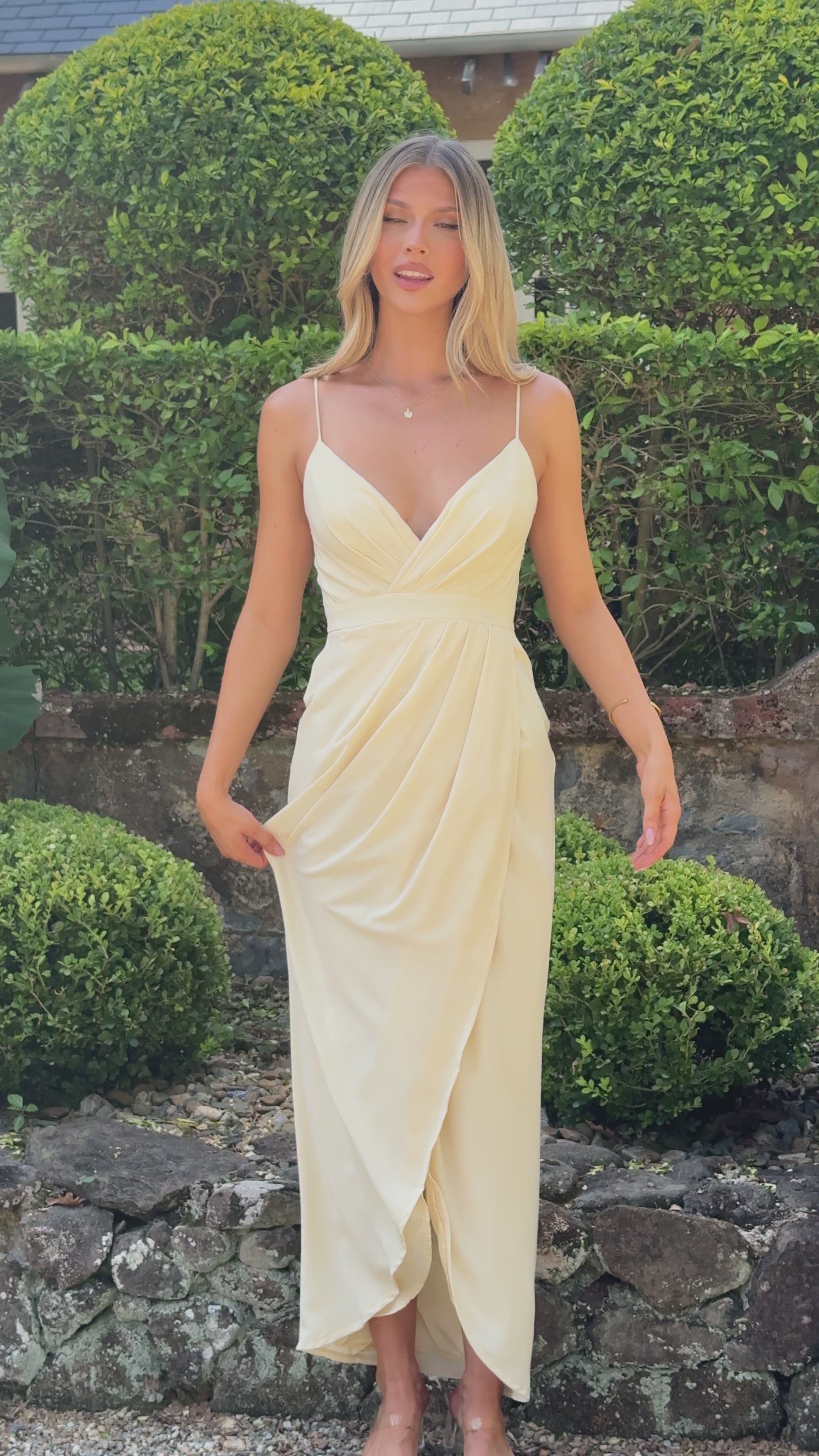Charlotte Draped Maxi Dress - Yellow