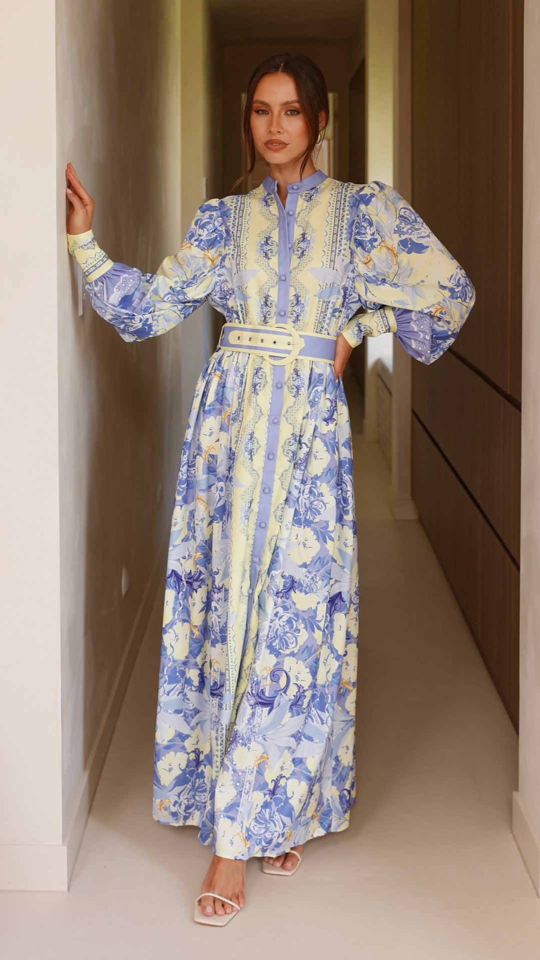 Kalliope Maxi Dress - Blue/Yellow