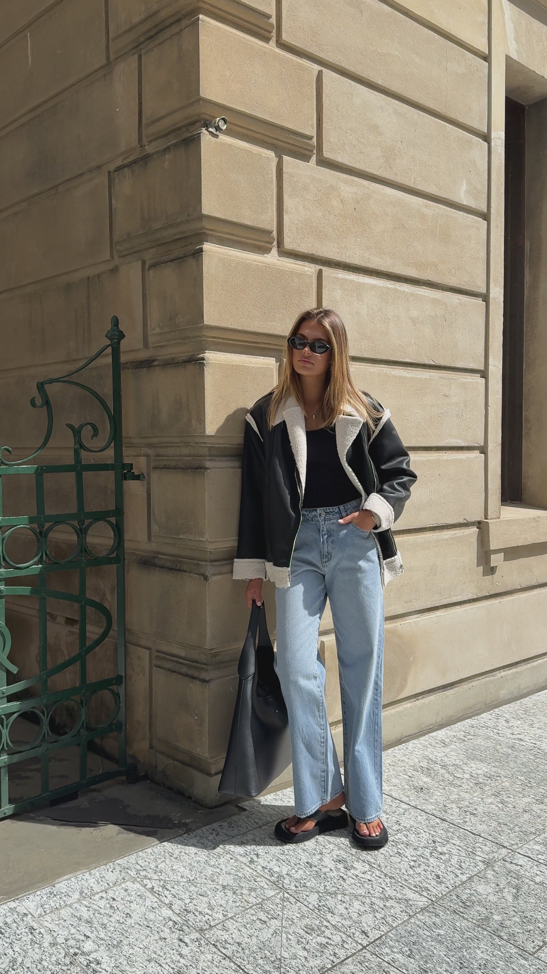 London Oversized Biker - Black