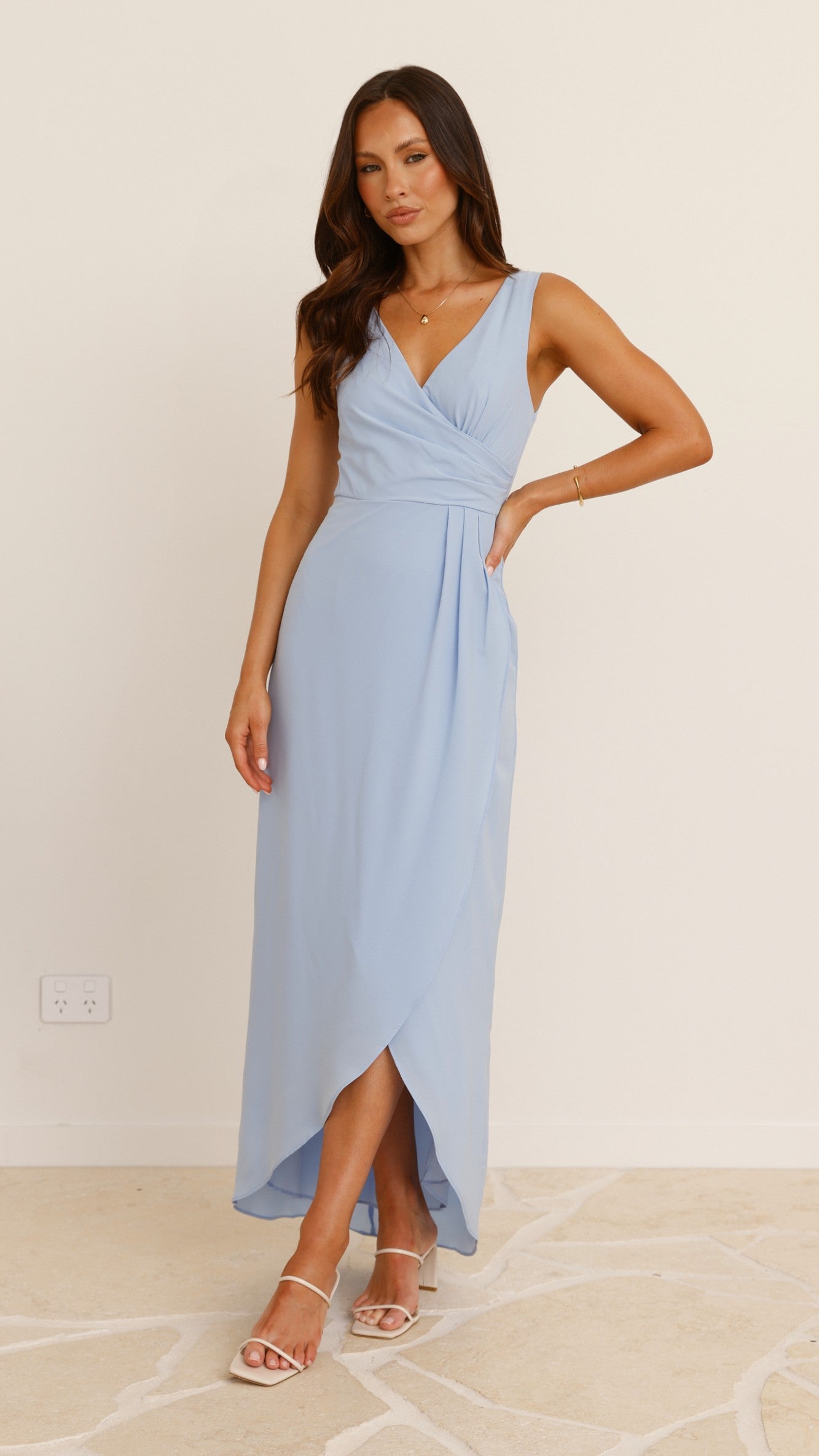 Pamela V Neck Maxi Dress - Blue