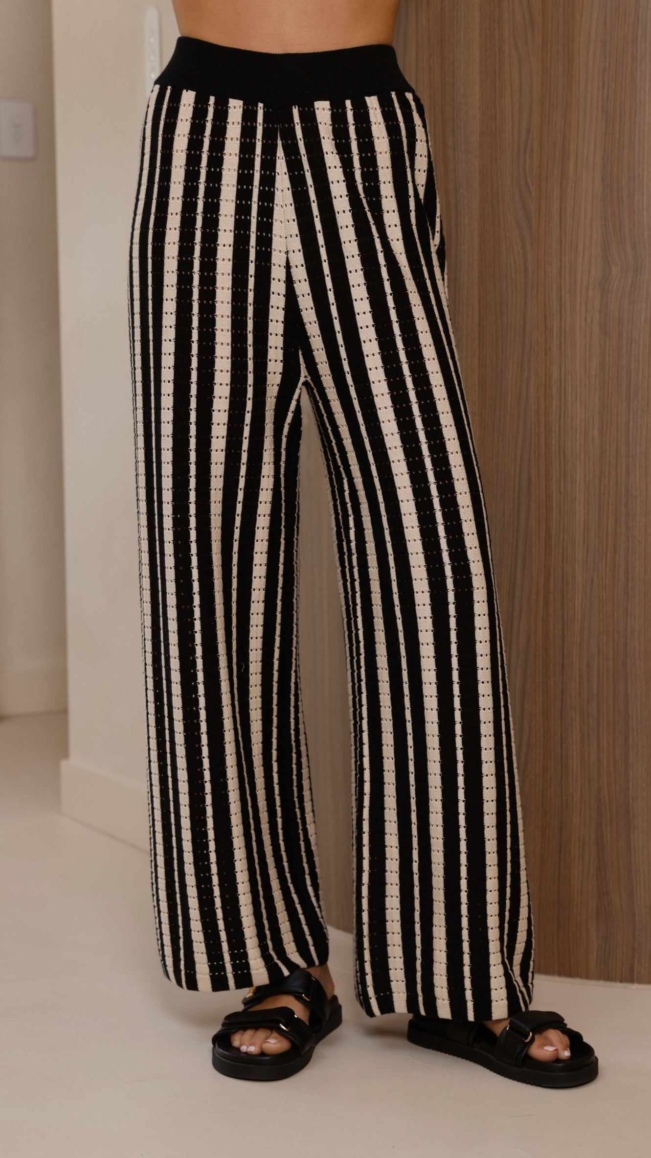 Layla Knit Wide Leg Pants - Black