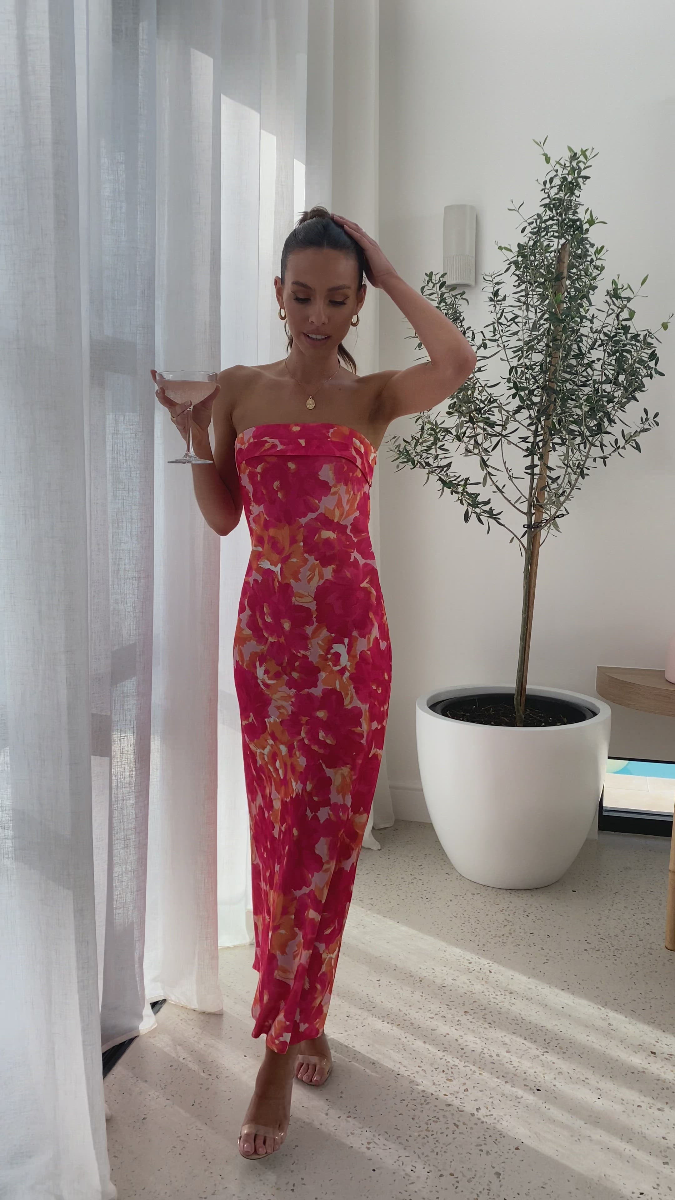 Miya Maxi Dress - Pink/Red Floral